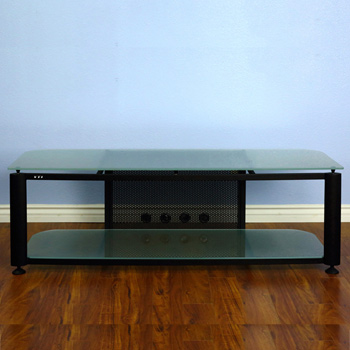 VTI HGR60BF Series TV Stand up to 65" TVs with Black Frame and Frosted glass.