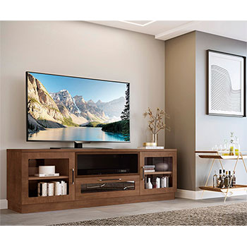  Furnitech FT72CCCN CONTEMPORARY TV Stand MEDIA CONSOLE in CHERRY COGNAC finish up to 83" TVs.