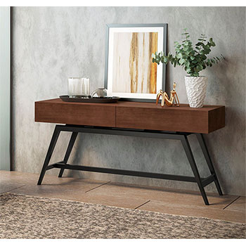 Furnitech FT63MMCC Mid-Century Multi-Functional Console Table in a Cognac Finish. furnitech-ft63mmcc