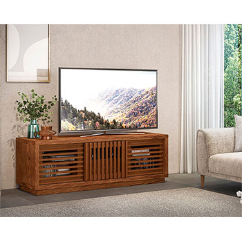  Furnitech FT64WS Oak Case Honey TV Stand Media Console up to 70" TV'S in Warm Honey Finish