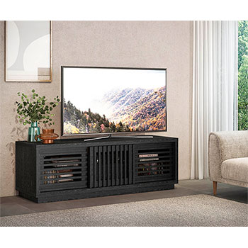  Furnitech FT64WSEB Contemporary Rustic TV Stand Media Console up to 70" TV'S in Black American Oak Finish.