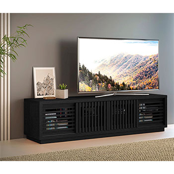  Furnitech FT82WSEB Contemporary TV Stand Media Console up to 90" TV'S in Ebony Oak Finish.