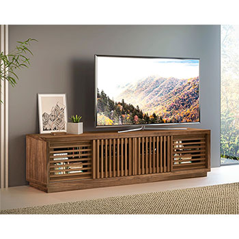  Furnitech FT82WSW Contemporary TV Stand Media Console up to 90" TV'S in American Walnut Finish.