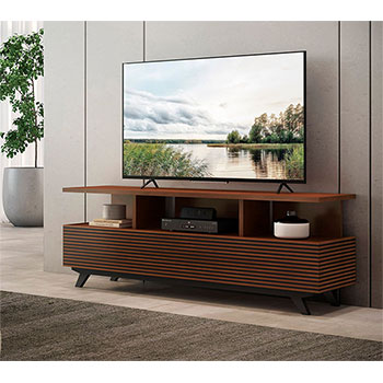 Furnitech TANGO-AV Mid-Century Modern TV Stand Media Console Up to 80" TV'S In Cherry Wood Cognac Finish.
