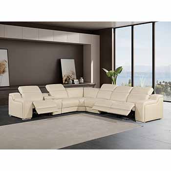 Global United Furniture 1116 sectional, 7 pieces with 3-Power Recliners and 1-Console in Beige color 1116-BEIGE-3PWR-7PC