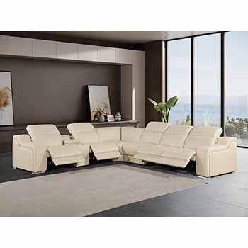 Global United Furniture 1116 sectional, 7 pieces with 4-Power Recliners and 2-Consoles in Beige color 1116-BEIGE-4PWR-7PC