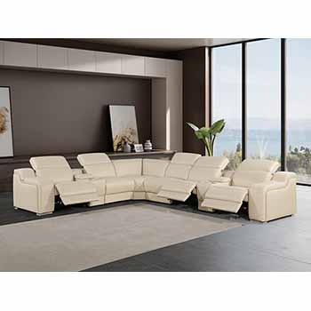 Global United Furniture 1116 sectional, 8 pieces with 3-Power Recliners and 2-Consoles in Beige color 1116-BEIGE-3PWR-8PC