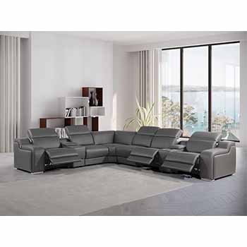 Global United Furniture 1116 sectional, 8 pieces with 3-Power Recliners and 2-Consoles in Dark Gray color 1116-DARK-GRAY-3PWR-8PC