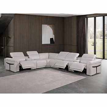 Global United Furniture 1126 sectional, 8 pieces with 3-Power Recliners and 2-Consoles in Light Gray color 1126-LIGHT-GRAY-3PWR-8PC