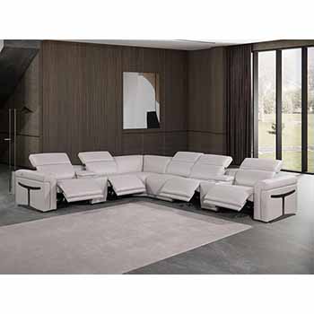 Global United Furniture 1126 sectional, 8 pieces with 4-Power Recliners and 2-Consoles in Light Gray color 1126-LIGHT-GRAY-4PWR-8PC