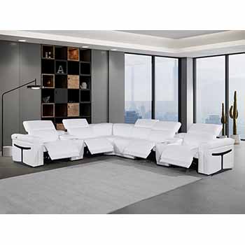 Global United Furniture 1126 sectional, 8 pieces with 4-Power Recliners and 2-Consoles in White color 1126-WHITE-4PWR-8PC