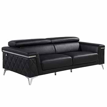 Global United Furniture 1140 Genuine Italian Leather Sofa in Black color. 1140-black-sofa