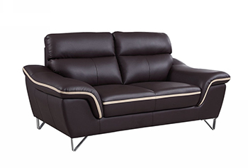 Global United 168 - Leather Match Loveseat in Brown color.