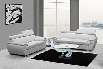 Global United Furniture 4571 Leather Match 2PC Sofa Set in White color.