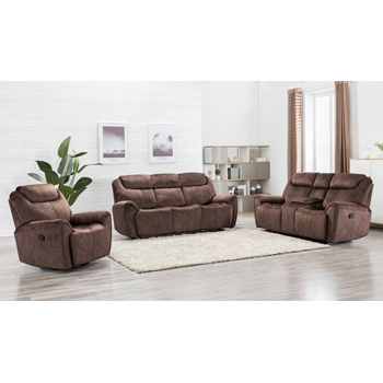 Global United Furniture 5008 Brown Velvet Fabric Sofa Set.