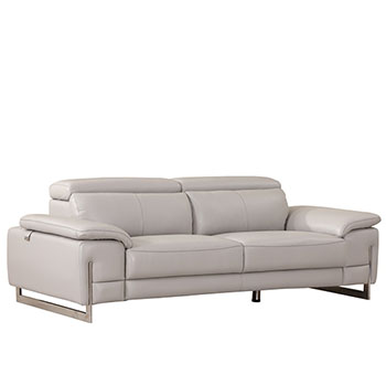 Global United Furniture 636 Genuine Italian Leather Sofa in Light Gray color. 636-light-gray-sofa