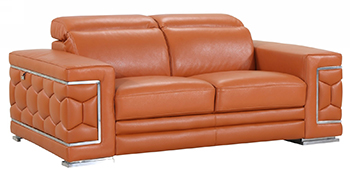 Global United 692 - Genuine Italian Leather Loveseat in Camel color.