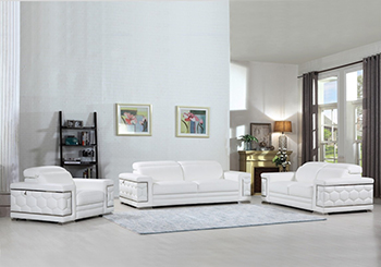 Global United Furniture 692 Genuine Italian Leather 3PC Sofa Set in White color.