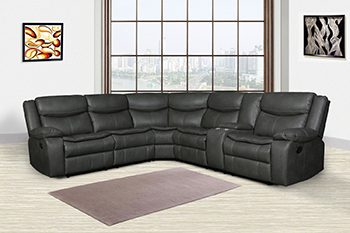 Global United 6967 Gray Leather Air Reclining Sectional.