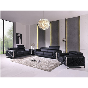 Global United 903- Genuine Italian Leather 3PC Sofa Set in Black color.