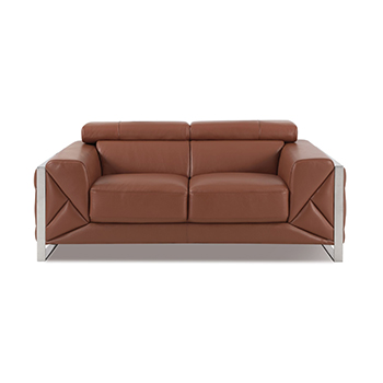 Global United 903 - Genuine Italian Leather Loveseat in Camel color.