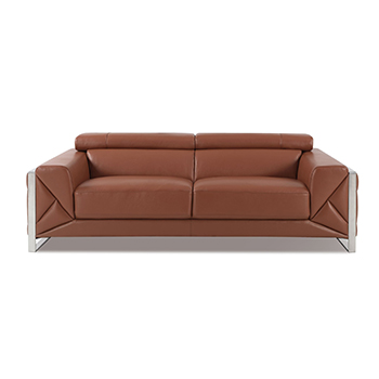 Global United 903 - Genuine Italian Leather Sofa in Camel color.