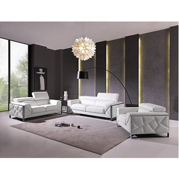 Global United 903- Genuine Italian Leather 3PC Sofa Set in White color.