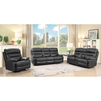 Global United Furniture 9442 Gray Leather Air 3PC Sofa Set.