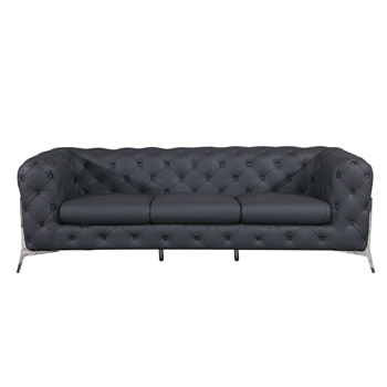 Global United 970 Genuine Italian Leather Sofa in Dark Gray color.