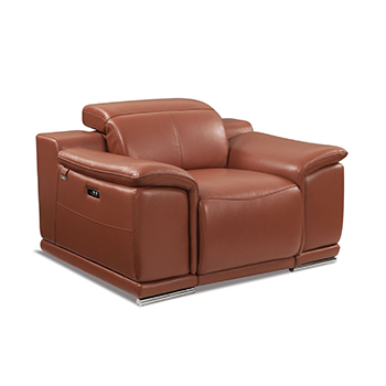 Global United 9762 - Genuine Italian Leather Power Reclining Chair in Camel color.