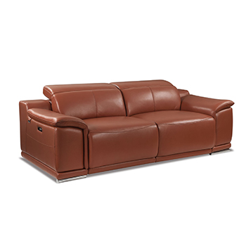 Global United 9762 - Genuine Italian Leather Power Reclining Sofa in Camel color.