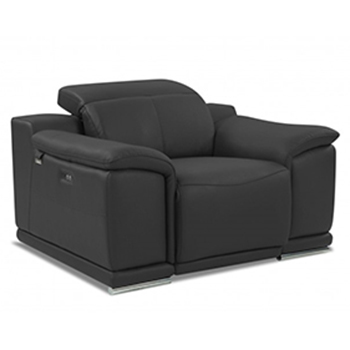 Global United 9762 - Genuine Italian Leather Power Reclining Chair in Dark Gray color.