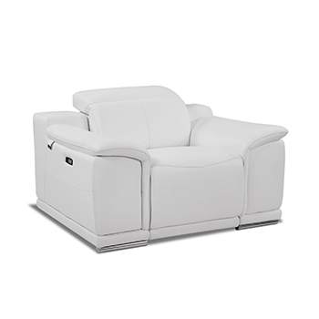 Global United 9762 - Genuine Italian Leather Power Reclining Chair in White color.
