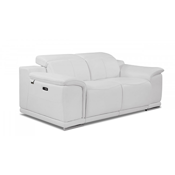 Global United 9762 - Genuine Italian Leather Power Reclining Loveseat in White color.
