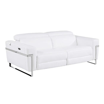 Global United Furniture 990 Power Reclining Italian Leather Sofa in White color. 990-white-sofa