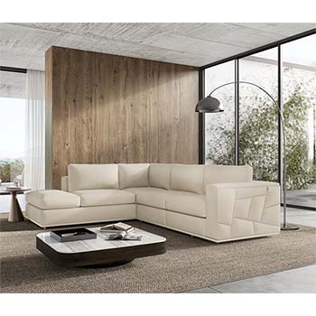 Global United Furniture 998 Top Grain Italian Leather LAF Sectional Sofa in Beige color. 998-beige-laf