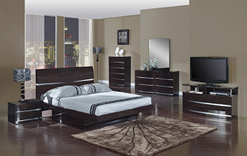 Global United Wynn - 4PC Bedroom Set in Wenge Color.