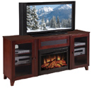Furnitech FT70SCFB – 70" Shaker Style TV Console with 25" Electric Fireplace in Dark Cherry. Furnitech-FT70SCFB