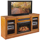 Furnitech FT70TRFB – 70" Transitional TV Console with 25" Electrical Fireplace in Light Cherry &amp; Wenge. Furnitech-FT70TRFB