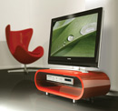Techlink Ovid OV95R TV Stand up to 50" TVs in High Gloss Red finish. Techlink-Ovid-OV95R