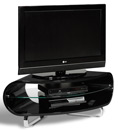 Techlink Ovid OVC100 Corner TV Stand up to 42" TVs in Piano Black finish. Techlink-Ovid-OVC100
