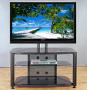 VTI RFR 403 TV Stand with Black Frame and Black Glass up to 55" TVs. VTI-RFR403BB