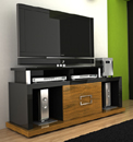 Modloft Function Vector TV Stand up to 65" TVs in Imbuia-Black finish.