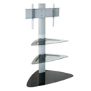 26" to 32"–50" Stand with 2 Glass Shelves (Silver)