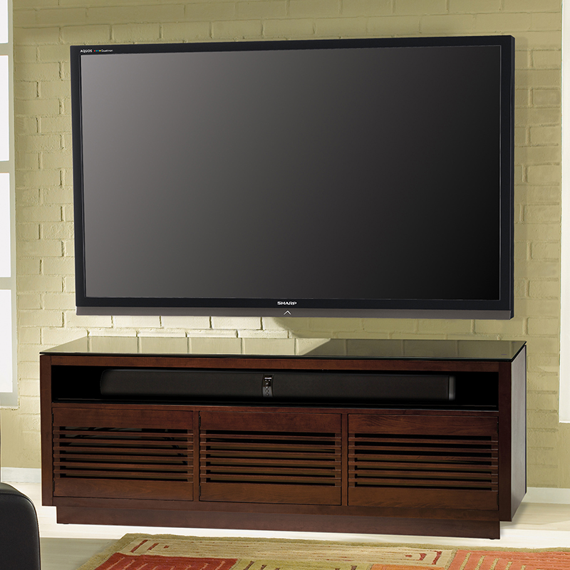 Bello WMFC602 Wood TV Stand In Chocolate Finish UP TO 70" TVS.