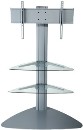 26" to 32"–50" Stand with 2 Glass Shelves (Silver)