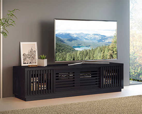 Furnitech FT70WSEB TV Stand MEDIA CONSOLE in Ebony finish up to 80