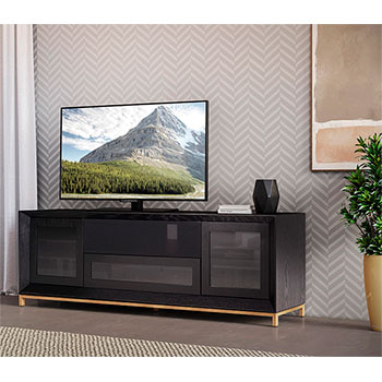 Furnitech FT78CGEB TV Stand MEDIA CONSOLE in Ebony finish up to 90" TVs.