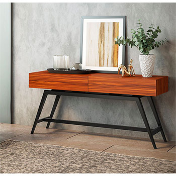 Furnitech FT63MMPF Mid-Century Multi-Functional Console Table in a Iron Wood Finish.  furnitech-ft63mmpf