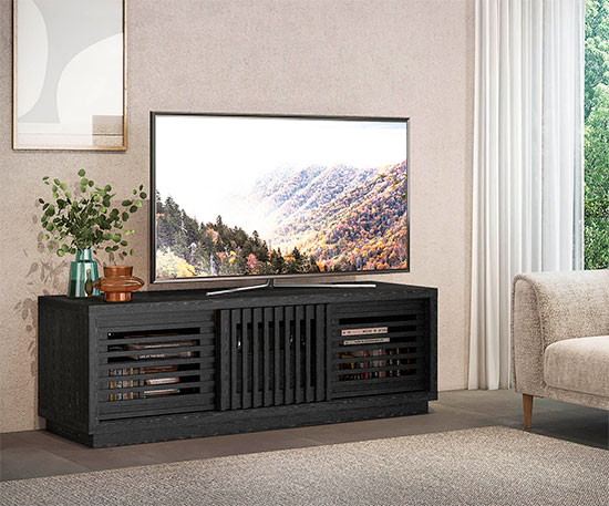  Furnitech FT64WSEB Contemporary Rustic TV Stand Media Console up to 70